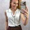 Milla Chic - Blusa Geovana — Tricô Modal Estilo Colete - Menta (cópia)