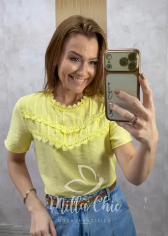 Milla Chic – Blusa Josiane 🤍 – Manteiga Milla Chic - Blusa Josiane 🤍 - Manteiga
