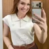 Milla Chic - Blusa karen em Tricô Modal com Laço Bordado