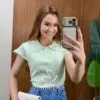 Milla Chic - Blusa karen em Tricô Modal com Laço Bordado - Verde