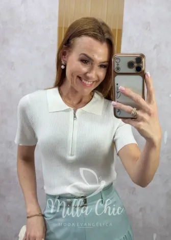 Milla Chic - Blusa Paulínia  — Tricô Modal com Zíper