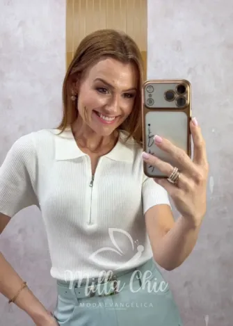 Milla Chic – Blusa Paulínia — Tricô Modal com Zíper Milla Chic - Blusa Paulínia — Tricô Modal com Zíper