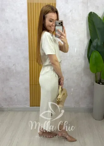 Milla Chic - Conjunto em Linho Sofia - Areia
