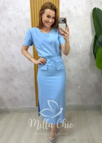 Milla Chic - Conjunto em Linho Sofia - Azul
