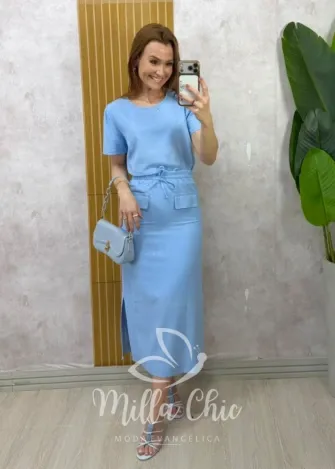 Milla Chic - Conjunto em Linho Sofia - Azul