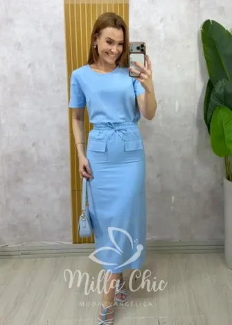 Milla Chic - Conjunto em Linho Sofia - Azul