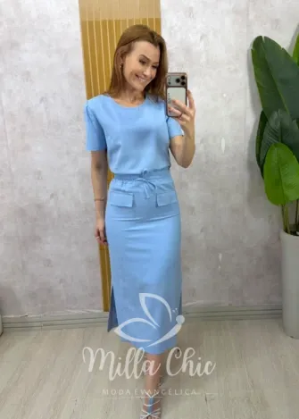 Milla Chic - Conjunto em Linho Sofia - Azul