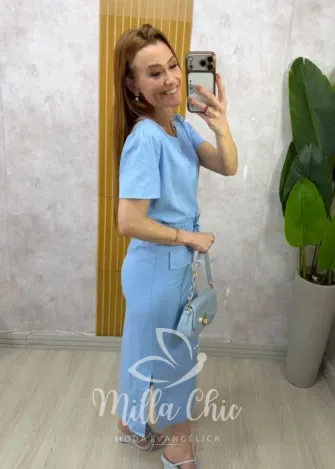Milla Chic - Conjunto em Linho Sofia - Azul