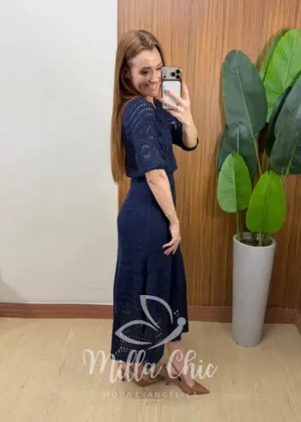 Milla Chic - Conjunto em Tricô Aurélia com Tramas Vazadas - Verde (cópia)