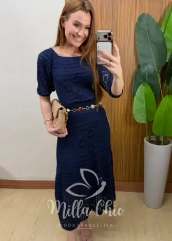 Milla Chic - Conjunto em Tricô Aurélia com Tramas Vazadas - Verde (cópia)