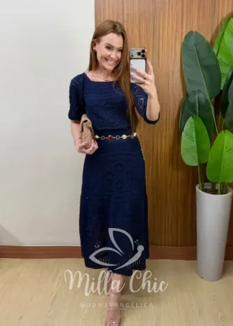 Milla Chic - Conjunto em Tricô Aurélia com Tramas Vazadas - Verde (cópia)