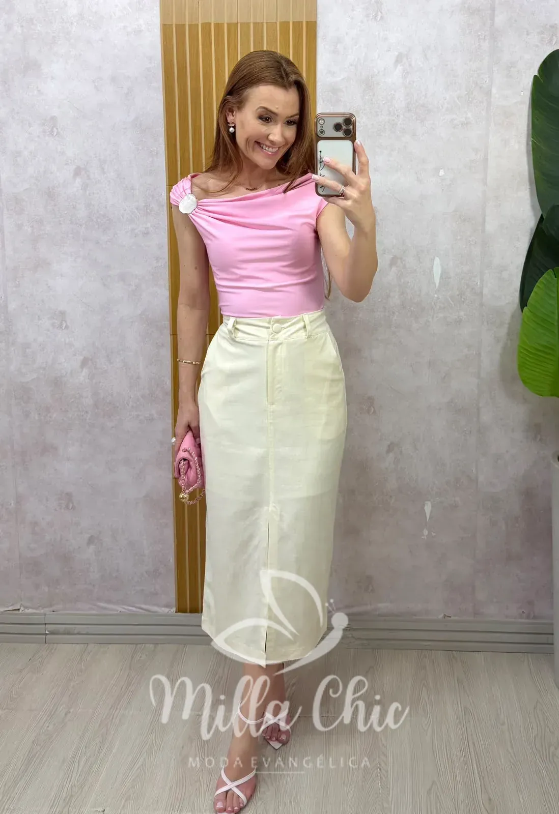Milla Chic – Saia de Linho Premium Alzira – Areia Milla Chic - Saia de Linho Premium Alzira - Areia
