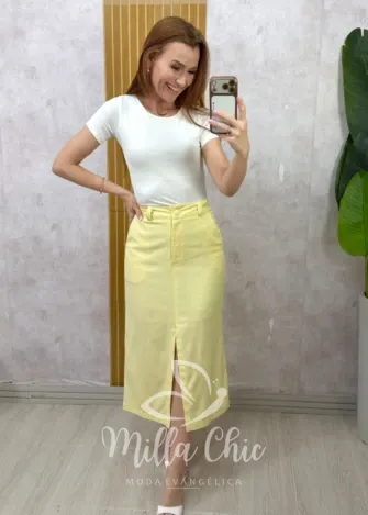 Milla Chic - Saia de Linho Premium Alzira - Manteiga