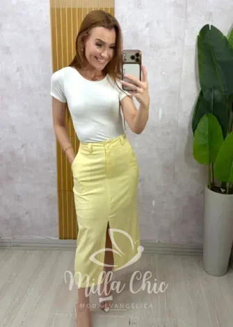 Milla Chic - Saia de Linho Premium Alzira - Manteiga