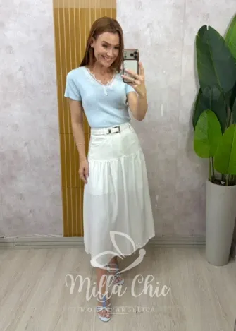 Milla Chic – Saia Eloá — Alfaiataria com Cinto – Branca Milla Chic - Saia Eloá — Alfaiataria com Cinto - Branca