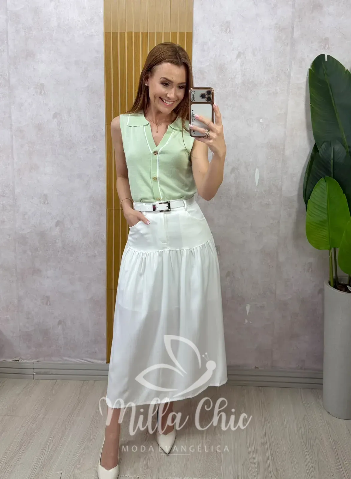 Milla Chic – Saia Eloá — Alfaiataria com Cinto – Branca Milla Chic - Saia Eloá — Alfaiataria com Cinto - Branca