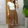 Milla Chic – Saia Eloá — Alfaiataria com Cinto – Marrom Milla Chic - Saia Eloá — Alfaiataria com Cinto - Marrom