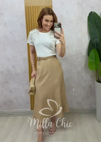 Milla Chic – Saia Gerusa Alfaiataria com Cinto e Lenço – Branca (cópia) Milla Chic - Saia Gerusa Alfaiataria com Cinto e Lenço - Branca (cópia)
