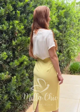 Milla Chic - Saia Luciana  — Rayon Supermidi com Cinto - Preta (cópia)