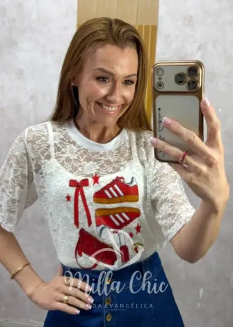Milla Chic - T-shirt de Renda Melina - Acessórios Fashion