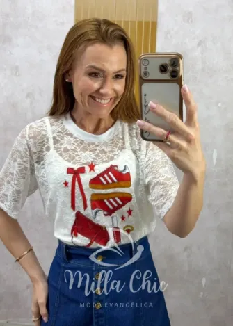 Milla Chic – T-shirt de Renda Melina – Acessórios Fashion Milla Chic - T-shirt de Renda Melina - Acessórios Fashion