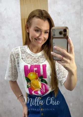 Milla Chic - T-shirt de Renda Melina - Cerejas (cópia)