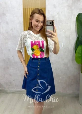 Milla Chic - T-shirt de Renda Melina - Frutas Cítricas