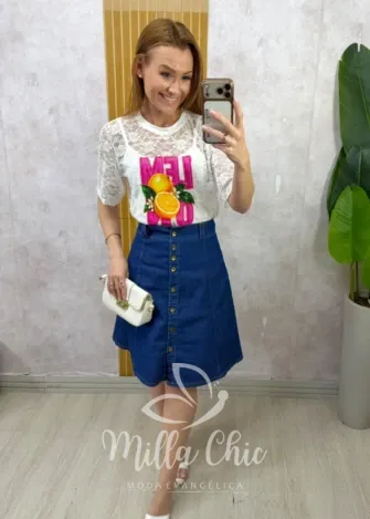 Milla Chic - T-shirt de Renda Melina - Frutas Cítricas