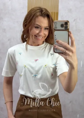 Milla Chic - T-shirt Libélula  ✨ - Branca