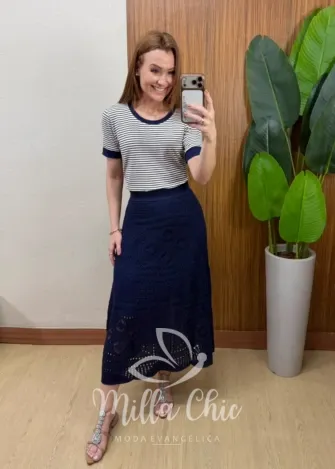 Milla Chic - Tshirt Carol em Viscolycra - Azul