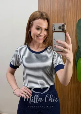 Milla Chic - Tshirt Carol em Viscolycra - Azul