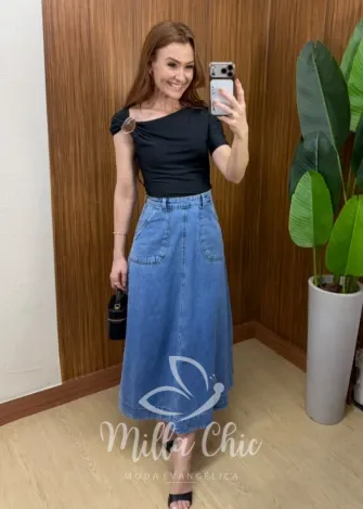 Milla Chic - Tshirt Carol em Viscolycra - Azul (cópia)