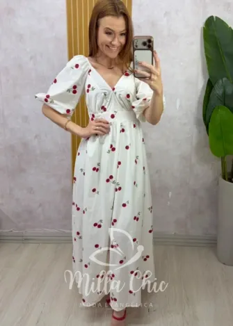 Milla Chic - Vestido Carmélia em tricoline cereja