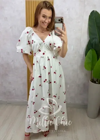 Milla Chic – Vestido Carmélia em tricoline cereja Milla Chic - Vestido Carmélia em tricoline cereja