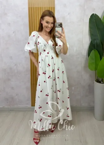 Milla Chic - Vestido Carmélia em tricoline cereja