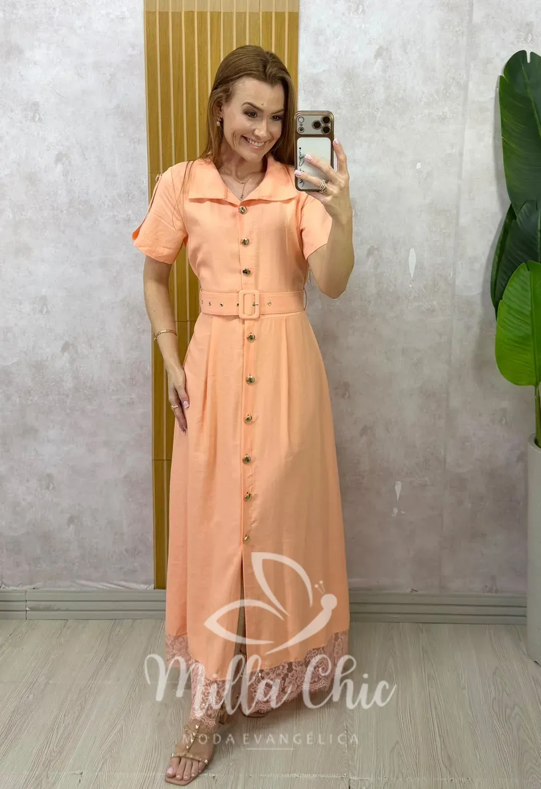 Milla Chic – Vestido Chemise Celina – Laranja Milla Chic - Vestido Chemise Celina - Laranja