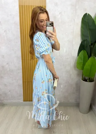 Milla Chic - Vestido Chemise Cleide - Azul