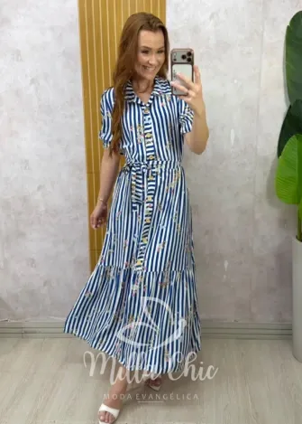 Milla Chic - Vestido Chemise Cleide - Azul (cópia)