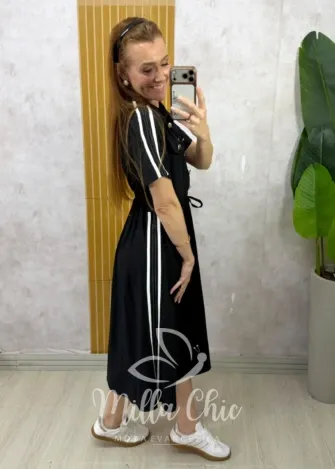 Milla Chic - Vestido Chemise Letícia — Alfaiataria com Viés - Preto