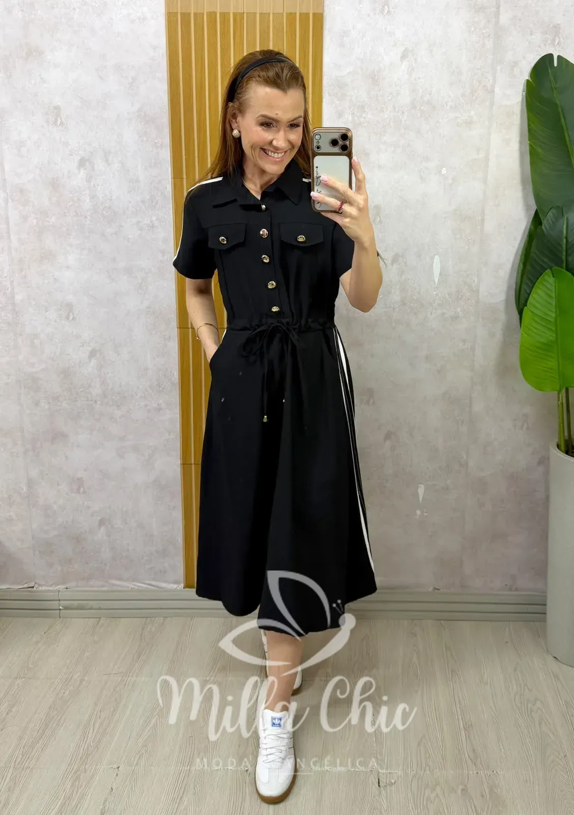 Milla Chic – Vestido Chemise Letícia — Alfaiataria com Viés – Preto Milla Chic - Vestido Chemise Letícia — Alfaiataria com Viés - Preto