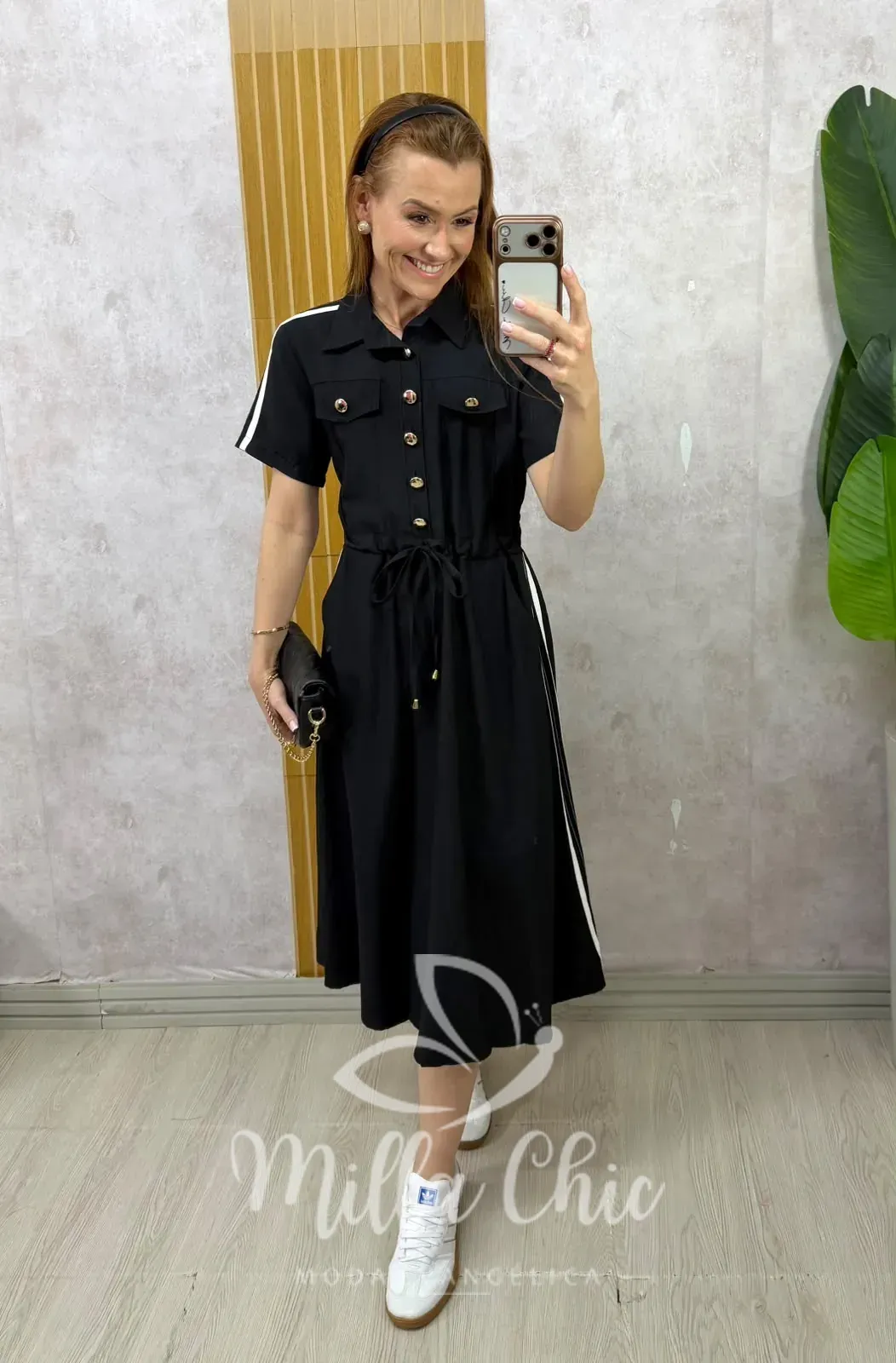 Milla Chic – Vestido Chemise Letícia — Alfaiataria com Viés – Preto Milla Chic - Vestido Chemise Letícia — Alfaiataria com Viés - Preto