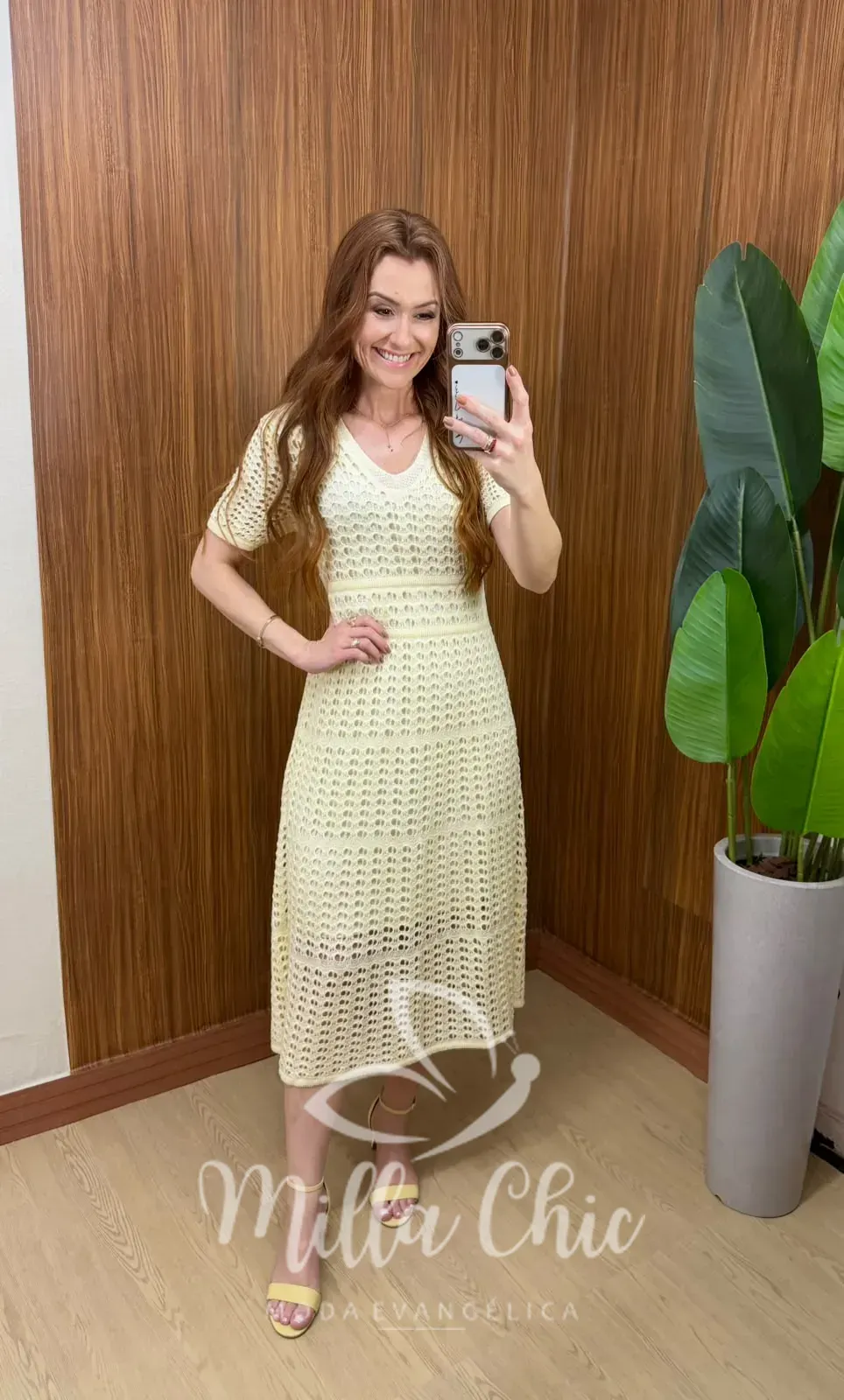 Milla Chic – Vestido Eduarda – Tricô Trabalhado Midi Milla Chic - Vestido Eduarda – Tricô Trabalhado Midi