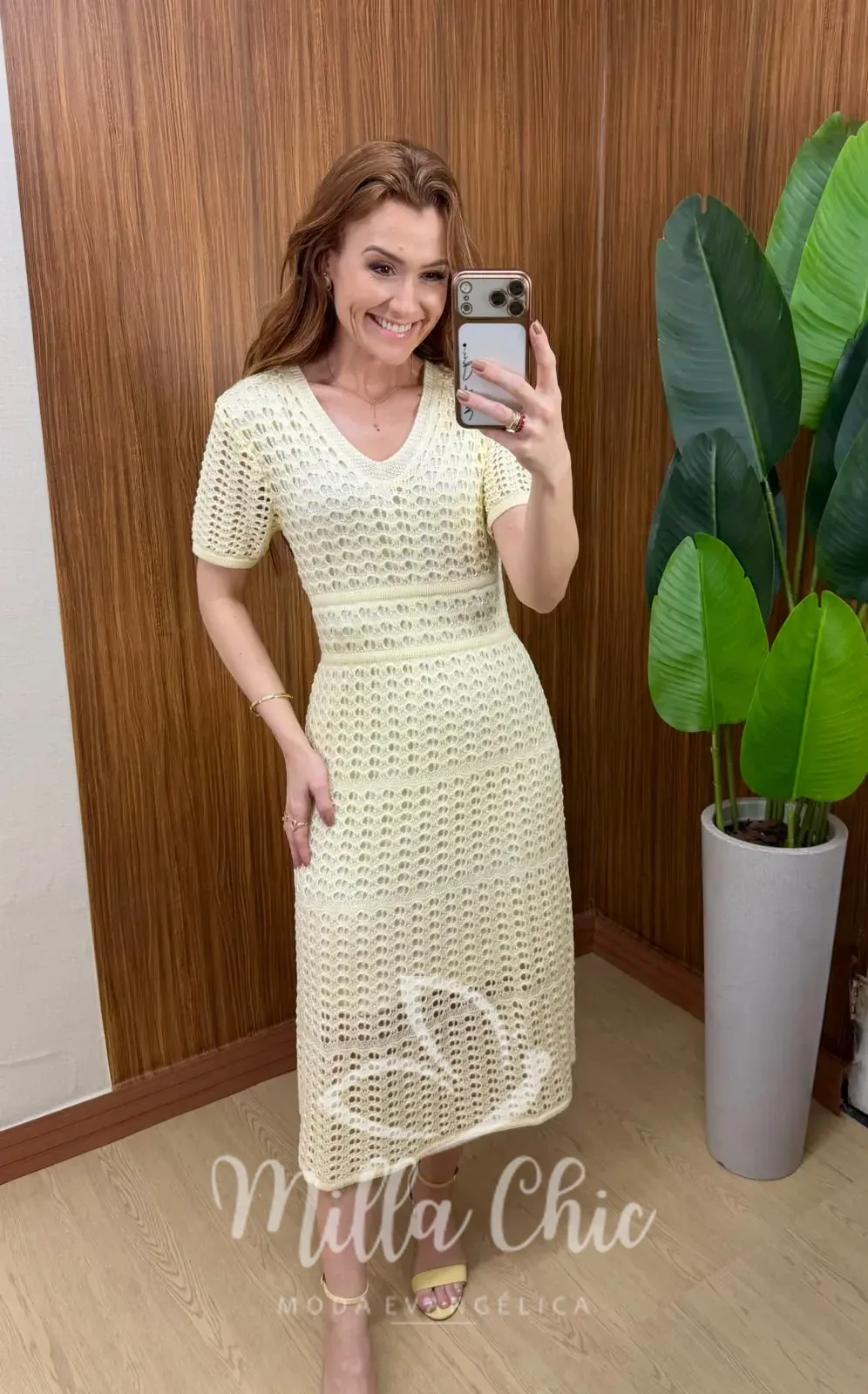 Milla Chic – Vestido Eduarda – Tricô Trabalhado Midi Milla Chic - Vestido Eduarda – Tricô Trabalhado Midi