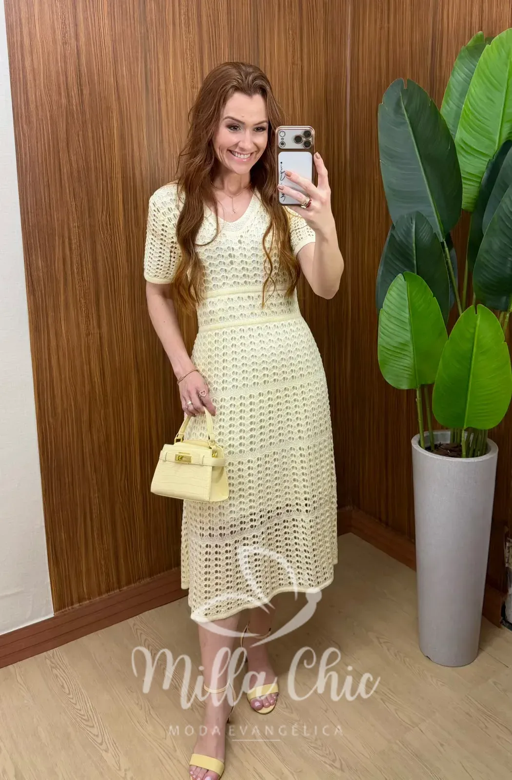 Milla Chic – Vestido Eduarda – Tricô Trabalhado Midi Milla Chic - Vestido Eduarda – Tricô Trabalhado Midi