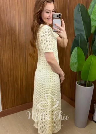Milla Chic – Vestido Eduarda – Tricô Trabalhado Midi Milla Chic - Vestido Eduarda – Tricô Trabalhado Midi