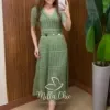 Milla Chic – Vestido Eduarda – Tricô Trabalhado Midi – Verde Milla Chic - Vestido Eduarda – Tricô Trabalhado Midi - Verde