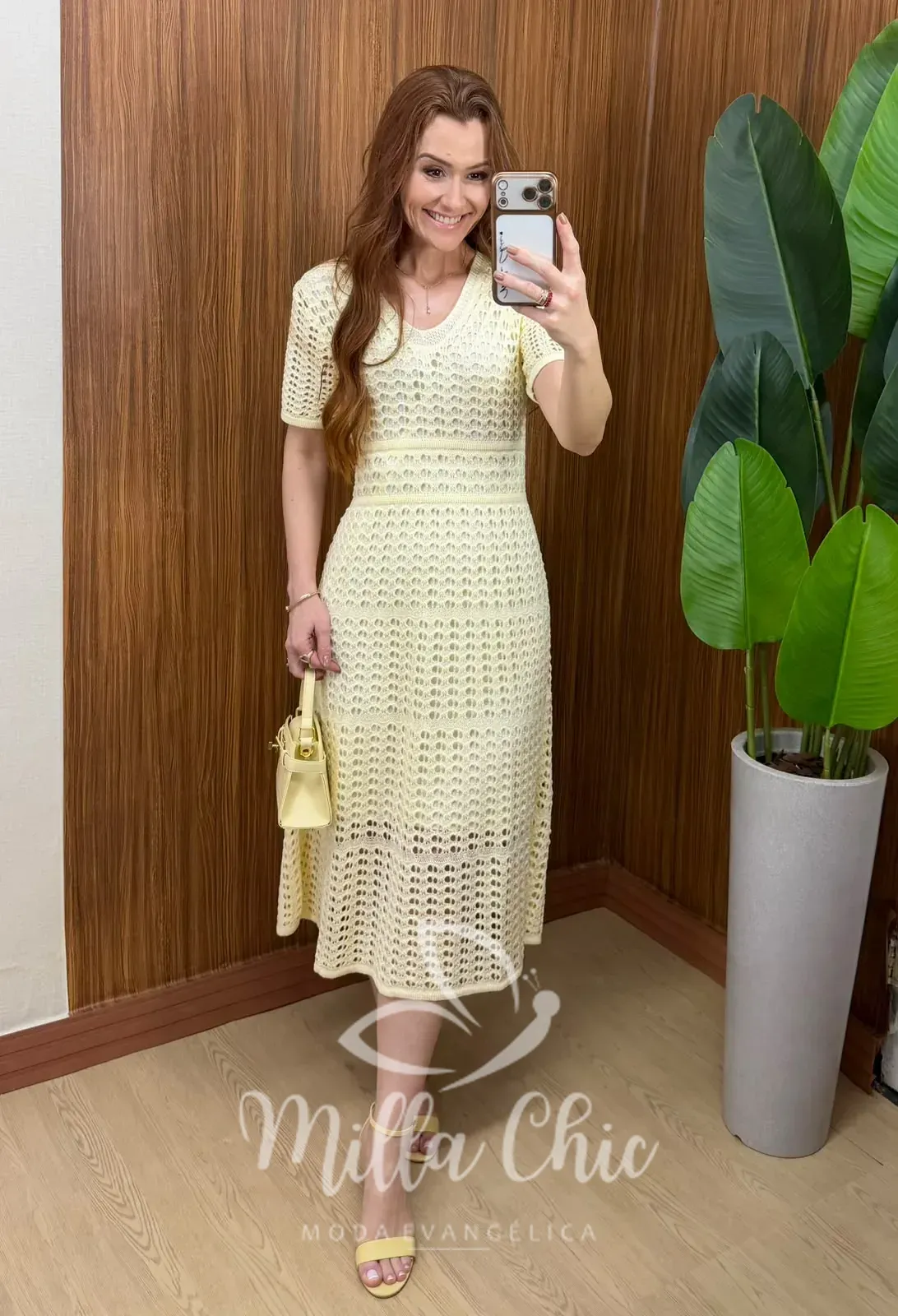 Milla Chic – Vestido Eduarda – Tricô Trabalhado Midi Milla Chic - Vestido Eduarda – Tricô Trabalhado Midi