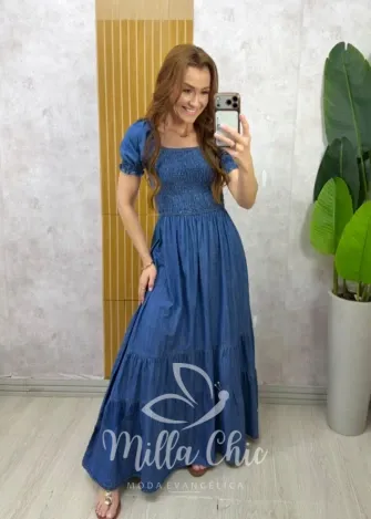 Milla Chic – Vestido Jeans Longo Maristela Milla Chic - Vestido Jeans Longo Maristela