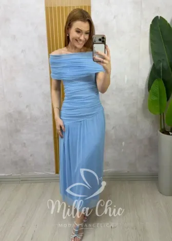 Milla Chic - Vestido Longo Georgina em tule - Rosa (cópia)
