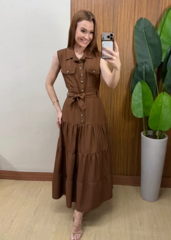 Milla Chic - Vestido Longo Rute Três Marias com Cinto - Azul (cópia) - P
